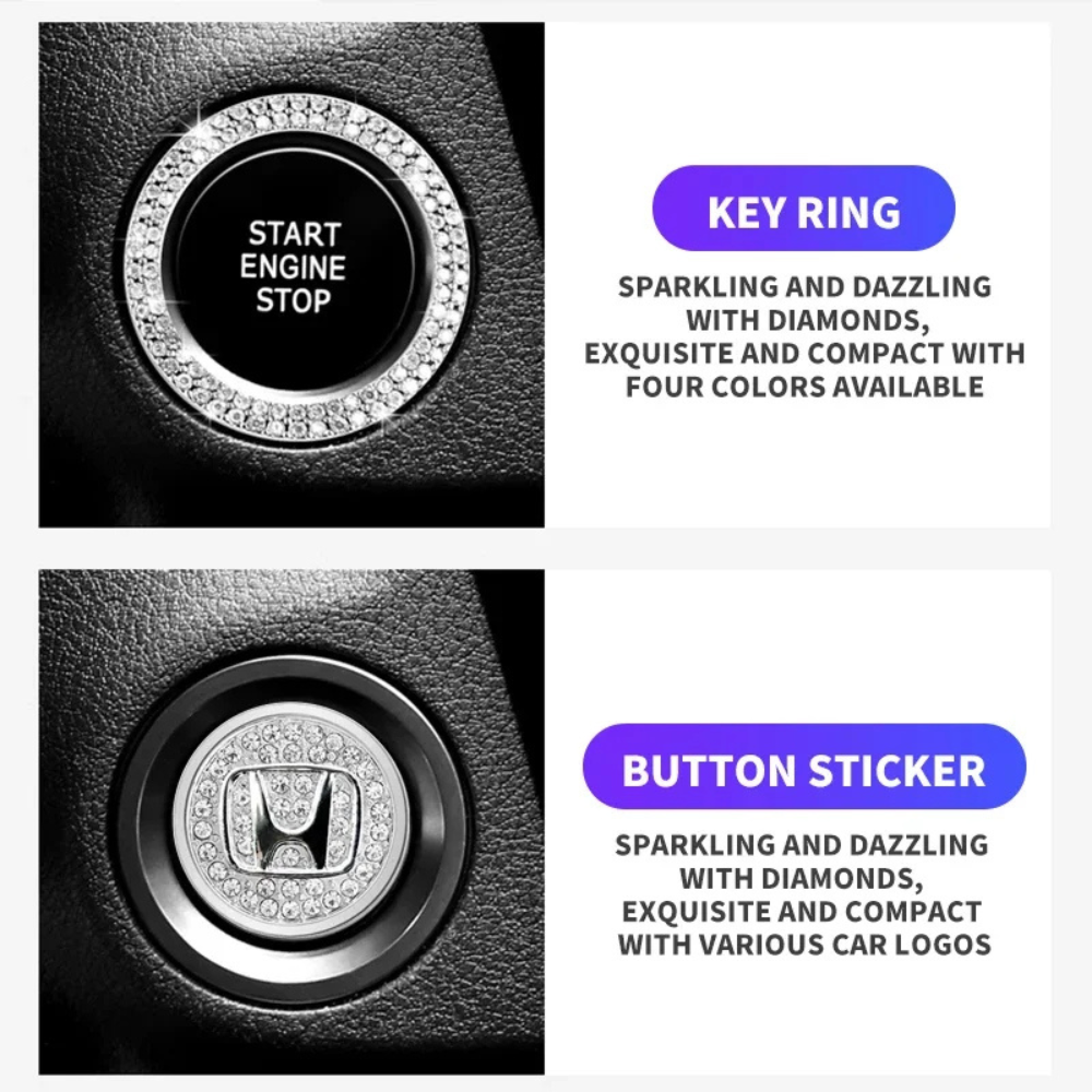 3er-Pack Kristall Startknopf Ringe fürs Auto