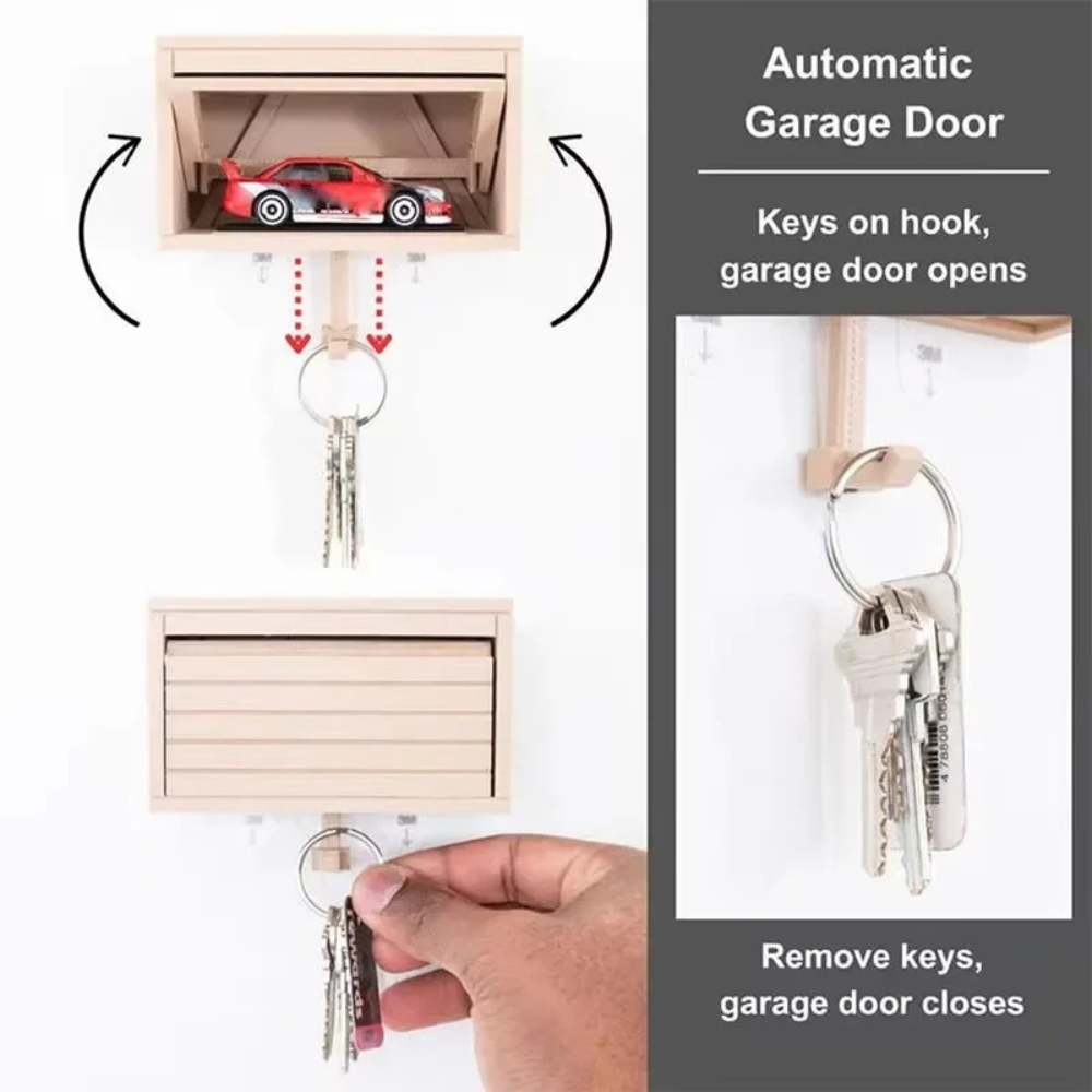 Schlüsselhalter in Garagenform für die Wand