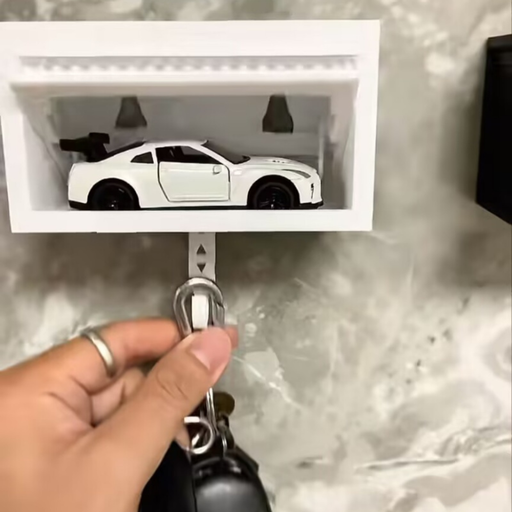 Schlüsselhalter in Garagenform für die Wand